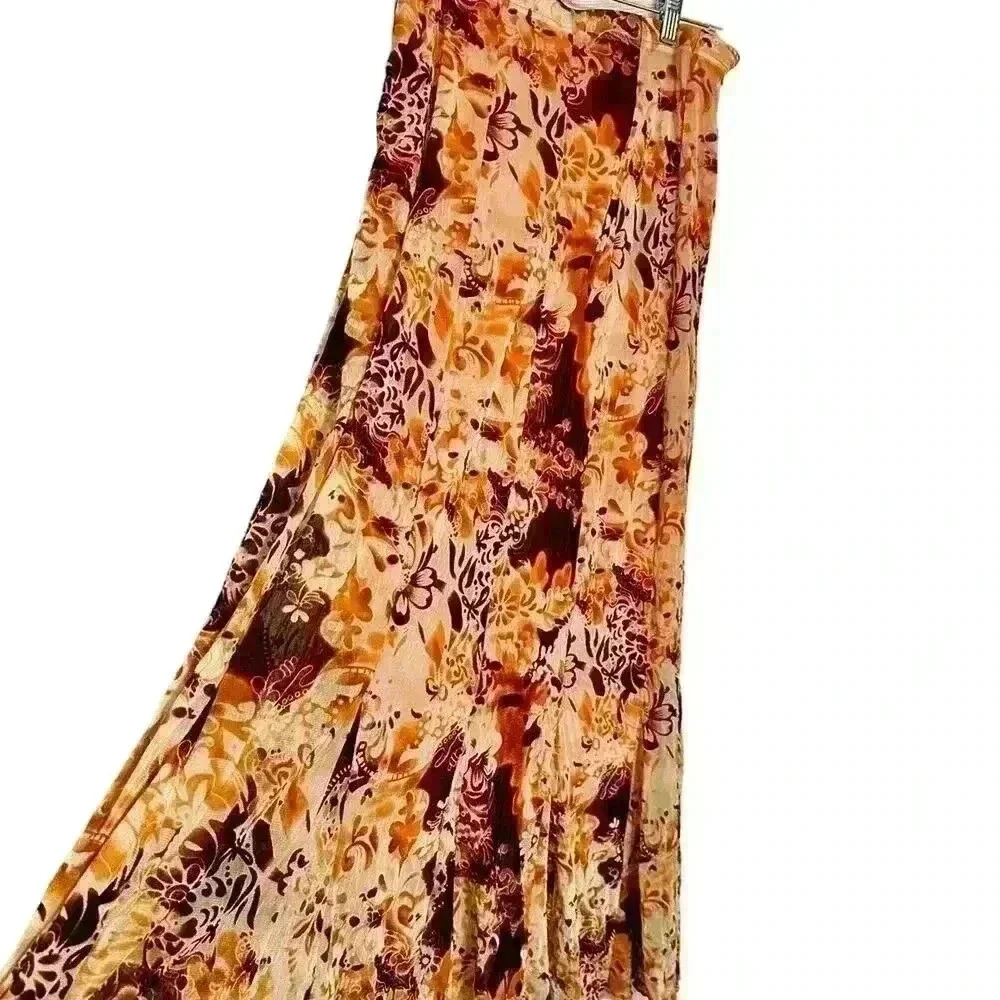 Vintage DEEGOW DESIGN Brown floral print flowy skirt / size 32